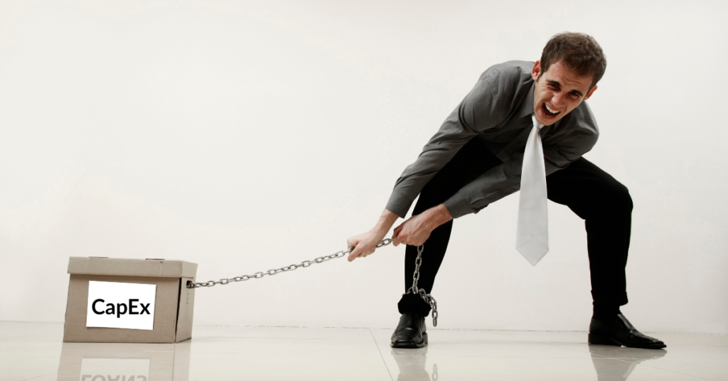 An image of a man carrying the burden of CapEx