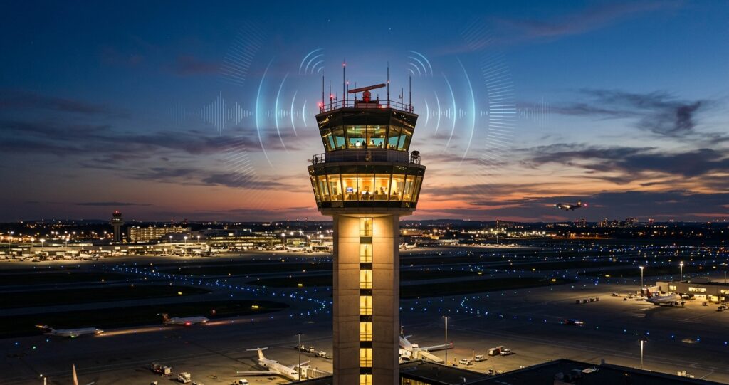 Air Traffic Control Tower at Dusk